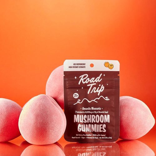 road trip amanita muscaria magic mushroom gummies peach 1 copy